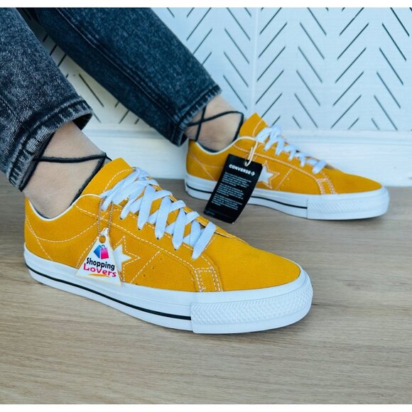 ⭐Converse One Star Pro OX Low Women Shoes 8 Mustard Yellow Suede Sneaker A09231C - Picture 1 of 12